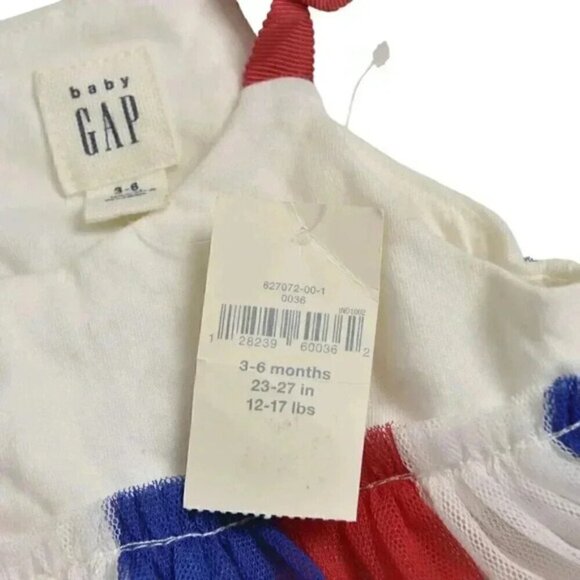 NWT Baby Gap Red White Blue 4th of July Firecracker American Tulle Dress 3-6M - Picture 3 of 8